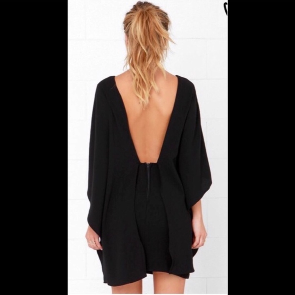 LuLu’s Black Backless Cape Dress
